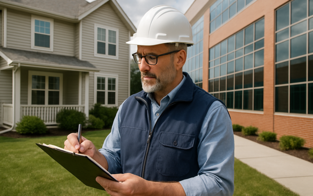 How do inspections differ between residential and commercial properties?